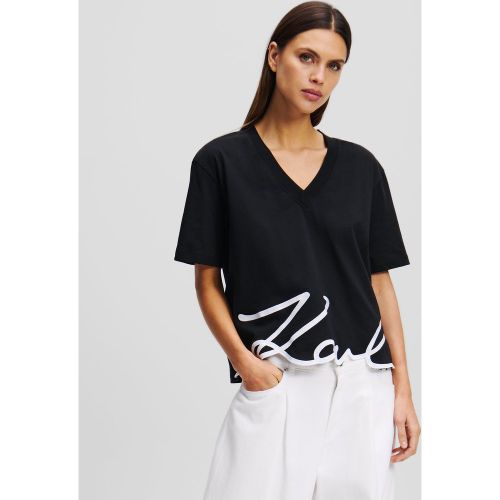 T-shirt Col En V Signature, , , Taille: Xs - Karl Lagerfeld - Modalova