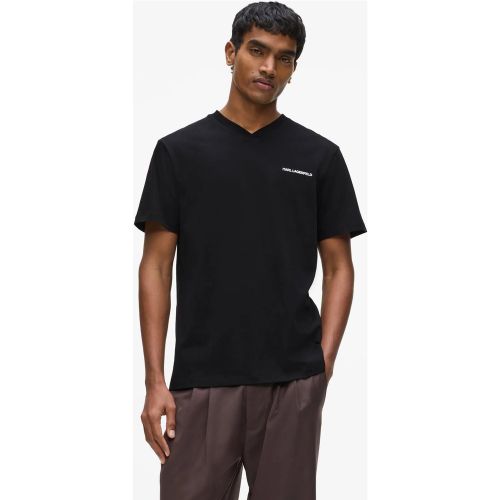 T-shirt Col En V À Logo, , , Taille: Xs - Karl Lagerfeld - Modalova