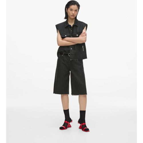 Short Bermuda À Rayures Fines En Denim, , Jean Noir À Fines Rayures, Taille: 24 - KL Jeans - Modalova