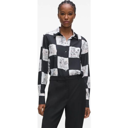 Chemise Fluide Imprimée, , Motif À Damier Imprimé Sur Toute La Surface, Taille: 38 - Karl Lagerfeld - Modalova