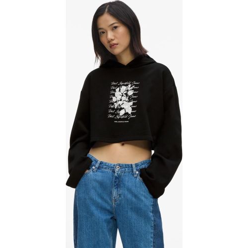 Sweat À Capuche Cropped À Motif Floral Floqué, , , Taille: Xs - KL Jeans - Modalova