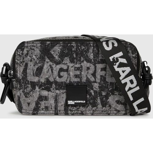 Sac Caméra À Bandoulière En Denim Avec Imprimé Graphique, , Denim Texturé À Logo Imprimé Intégral, Taille: One Size - KL Jeans - Modalova