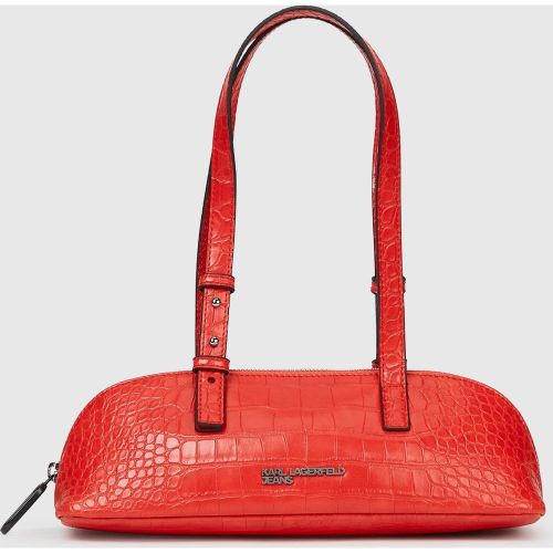 Sac Porté Épaule De Forme Allongée En Croco, , Rouge À Haut Risque, Taille: One Size - KL Jeans - Modalova