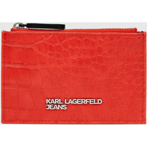 Porte-cartes Croco Avec Logo Métallique, , Rouge À Haut Risque, Taille: One Size - KL Jeans - Modalova