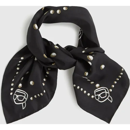 Écharpe En Soie Perle Imprimée Ikon, , /, Taille: One Size - Karl Lagerfeld - Modalova