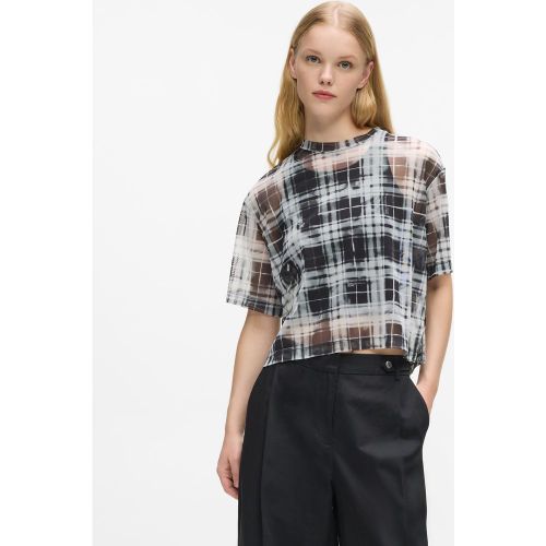 T-shirt En Mesh À Carreaux, , Imprimé Intégral À Carreaux Délavés Noirs, Taille: Xs - KL Jeans - Modalova