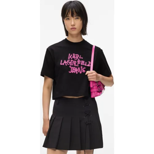 T-shirt Cropped Avec Motif Graffiti, , , Taille: Xs - KL Jeans - Modalova