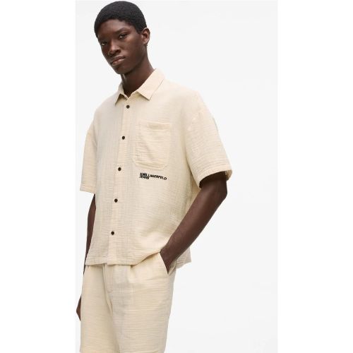 Chemise Plissée À Manches Courtes, , Gris À Calotte Blanche, Taille: Xs - KL Jeans - Modalova