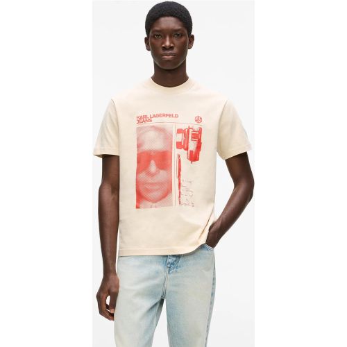 T-shirt Graphique Avec Imprimé Karl Lagerfeld, , Gris À Calotte Blanche, Taille: Xs - KL Jeans - Modalova