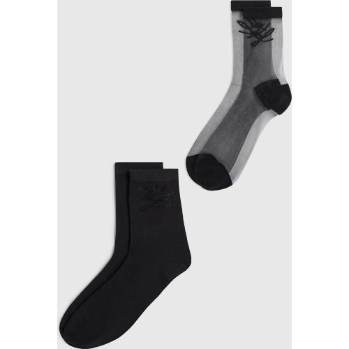Chaussettes En Maille Et Strass Autograph - Lot De 2, , , Taille: 35-38 - Karl Lagerfeld - Modalova