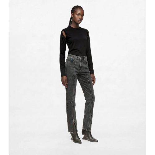 Jeans Coupe Droite Taille Haute Avec Fermeture Éclair, , Noir Délavé À La Pierre, Taille: 2530 - KL Jeans - Modalova