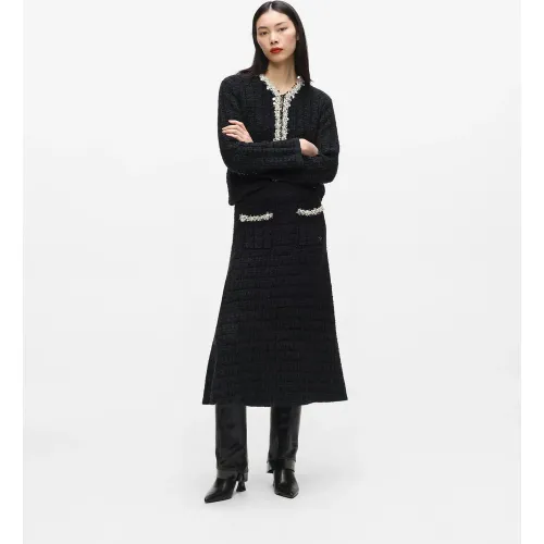 Jupe Midi En Maille Ornée De Fausses Perles, , , Taille: Xs - Karl Lagerfeld - Modalova