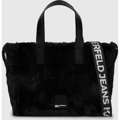 Mini-sac Cabas En Fausse Fourrure À Logo Encadré, , , Taille: One Size - KL Jeans - Modalova