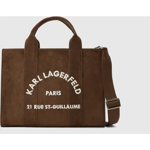 Sac En Toile Imitation Daim De Taille Moyenne Rue St-guillaume, , , Taille: One Size - Karl Lagerfeld - Modalova