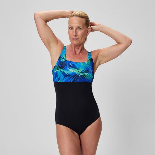 Maillot de bain Blocked à encolure carrée noir/bleu - 6 - Speedo - Modalova