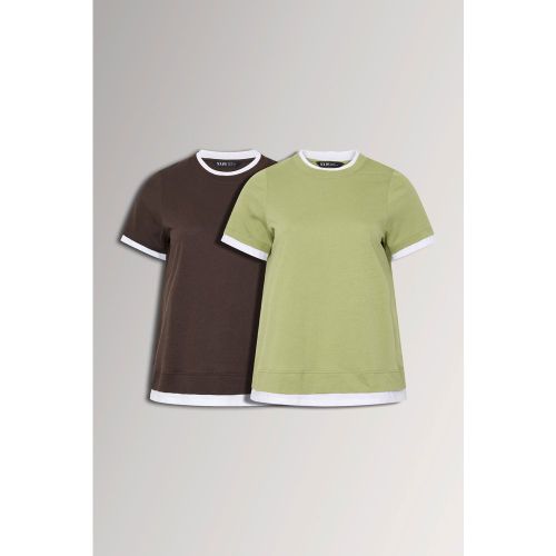 Et Lot De 2 Tshirts 2 En 1 En Coton Marron Chocolat Et Vert Kakisize 44 - Yours - Modalova