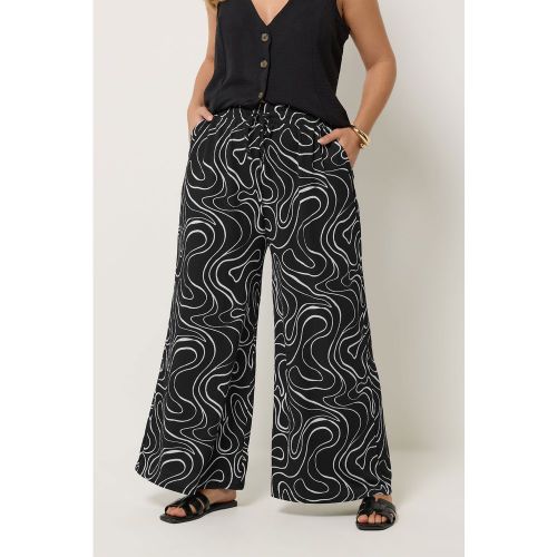Pantalon Large Noir À Motif Tourbillon Size 44 - Yours - Modalova