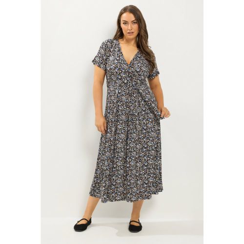 Robe Cachecœur Milongue Noire À Fleurs Size 54-56 - Yours - Modalova