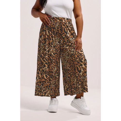 Pantalon Large Court À Imprimé Animalier Marron Size 44 - Yours - Modalova