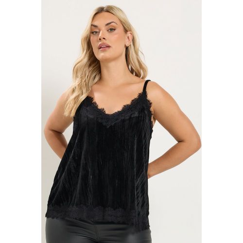 Débardeur Noir En Velours Et Dentelle Size 42 - Yours - Modalova
