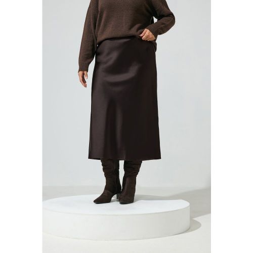 Jupe En Satin Coupée En Biais Chocolat Size 40 - Yours London - Modalova