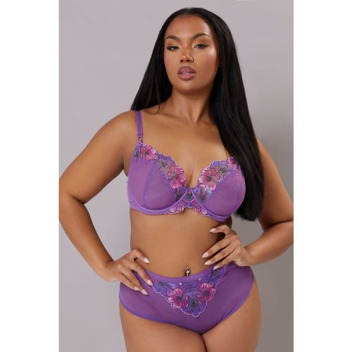 Soutiengorge Violet Brodé Floral À Armatures Size 105F - Yours - Modalova