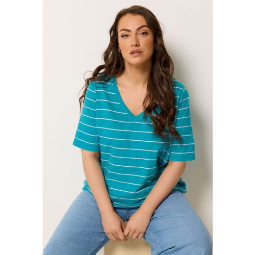 Tshirt À Manches Courtes Bleu Turquoise À Rayures Size 58-60 - Yours - Modalova