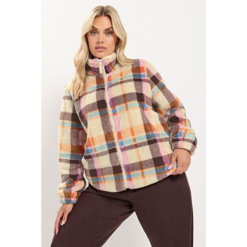 Polaire Zippée Crème À Carreaux Size 58-60 - Yours - Modalova