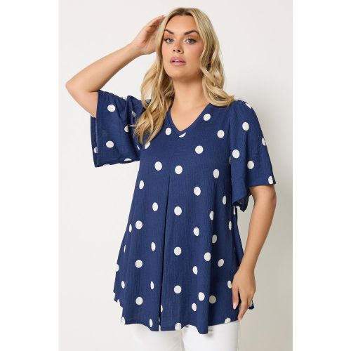 Top Bleu Cobalt À Pois Avec Plis Sur Le Devant Size 42 - Yours - Modalova