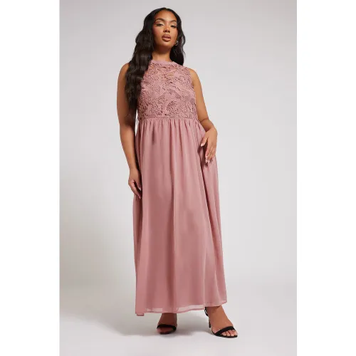 Robe Rose Maxi En Mousseline Demoiselle D'honneur Size 52 - Yours London - Modalova