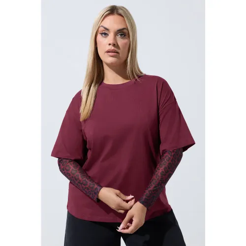 Tshirt En Mesh Rouge À Imprimé Léopard Size 42 - Limited Collection - Modalova