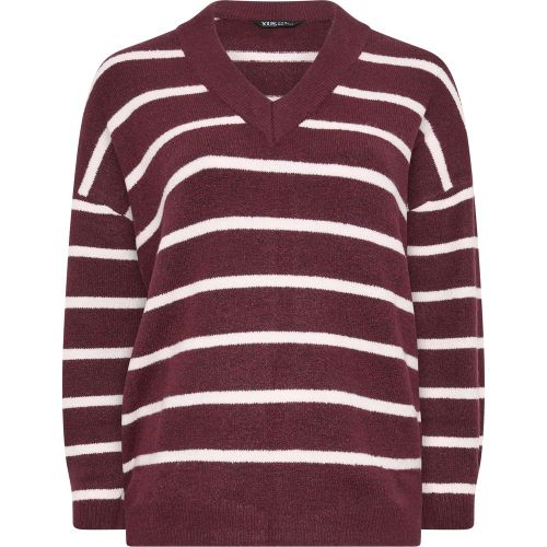 Pull Rayé En Maille Bordeaux Size 46-48 - Yours - Modalova