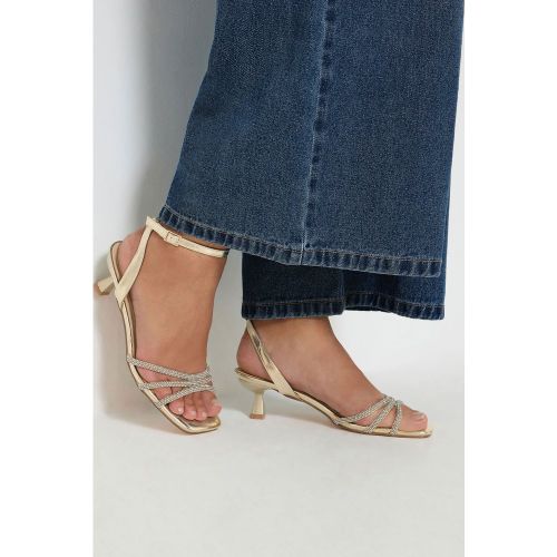Chaussures Dorées Pailletées À Brides Et Petit Talon, Coupe Large Esize 41E - Yours - Modalova