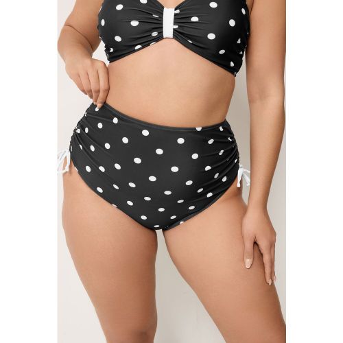 Bas De Bikini À Taille Très Haute Noir À Pois Size 50 - Yours - Modalova