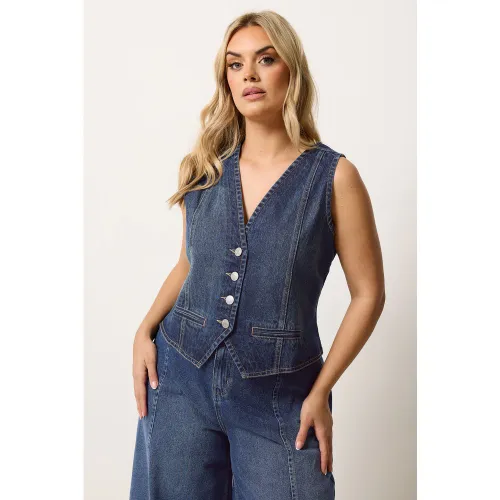 Yours Gilet En Jean Bleu Size 58-60 - Yours - Modalova