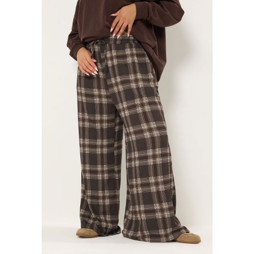 Pantalon Large À Carreaux Marron Chocolat Size 44 - Yours - Modalova