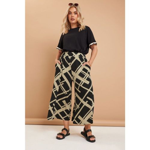 Culotte Midaxi Noire À Imprimé Géométrique Size 50-52 - Yours - Modalova