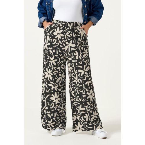 Pantalon Texturé Noir À Motif Floral Grande Taille Size Regular > 44 - Yours - Modalova