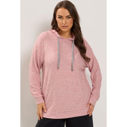 Sweat À Capuche Rose Doux Au Toucher À Liens Contrastants Size 46 - Yours - Modalova