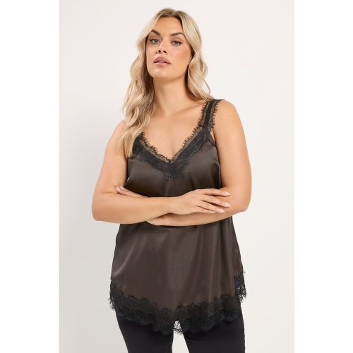 Débardeur Marron Chocolat En Dentelle Avec Ourlet Size 50-52 - Yours - Modalova