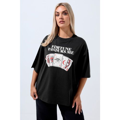 Tshirt Noir Avec Slogan « Fortune Favours Me » Size 46 - Limited Collection - Modalova