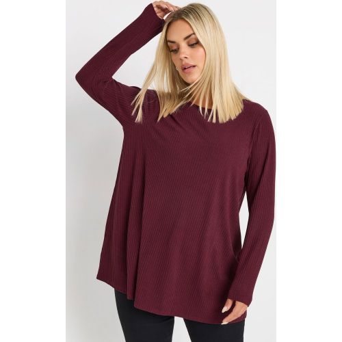 Top Bordeaux Nervuré Manches Longues Size 66-68 - Yours - Modalova