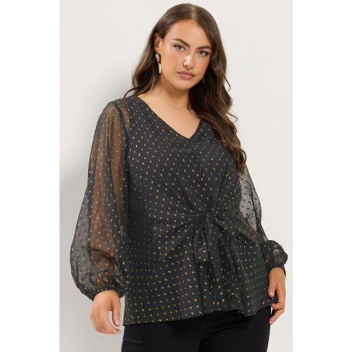 Blouse Noire Tachetée Métallisée Size 46 - Yours - Modalova