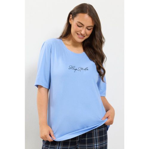 Tshirt De Pyjama Bleu « Sleep Studio » En Coton Size 38-40 - Yours - Modalova