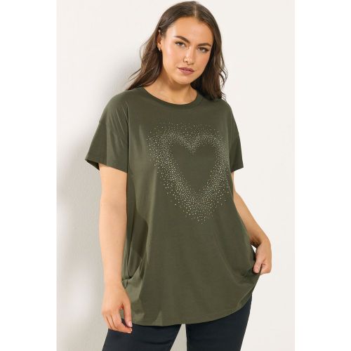 Tshirt Vert Kaki À Cœur Clouté Size 42 - Yours - Modalova