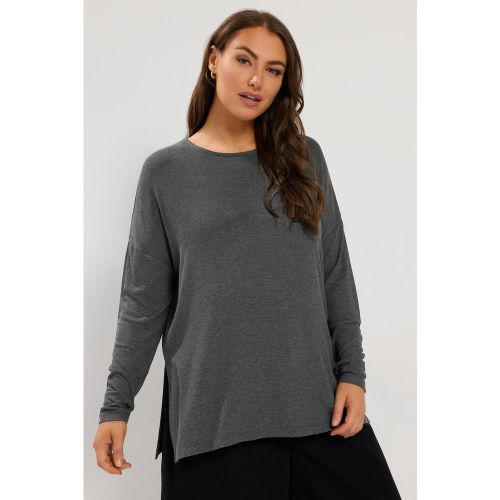 Top Côtelé Gris Anthracite À Épaules Tombantes Size 40 - Yours - Modalova