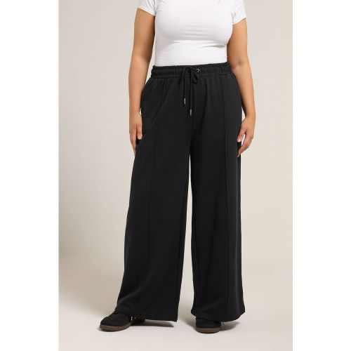 Jogging Noir Coupe Wide Leg En Coton Mixte Size Regular > 40 - Yours - Modalova