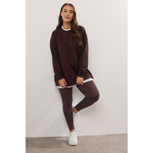 Ensemble 2 En 1 Marron Chocolat Sweatshirt Et Legging Size 40 - Yours - Modalova