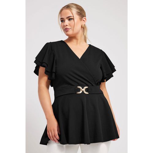 Top Peplum Ceinture Boucle Dorée , Grande Taille & Courbes - Yours London - Modalova