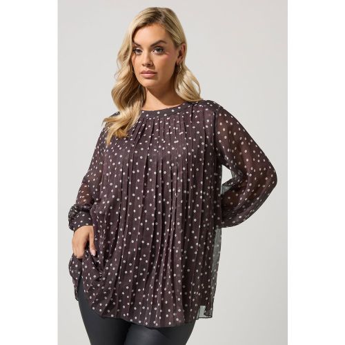 Blouse Marron Chocolat À Pois Size 50 - Yours London - Modalova